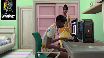 Indian Stepmom catches her stepson jerking in front of the computer witnessing porno Flicks -- adult Flicks -- porno Flicks