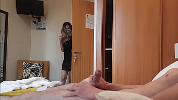 Man-meat FLASH. I whip out my Man-meat in front of a motel maid and she agreed to masturbate me off.