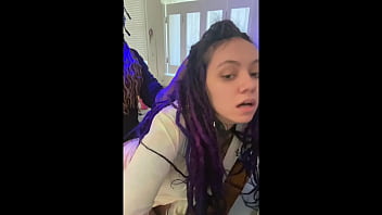 Hooded dude leans over latina spanish dreadhead and breeds her in kitchen doggie-style
